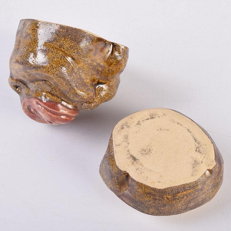 茶道具　松阪萬古　松古窯　佐久間芳丘作　猿香合　申　干支　V　8434