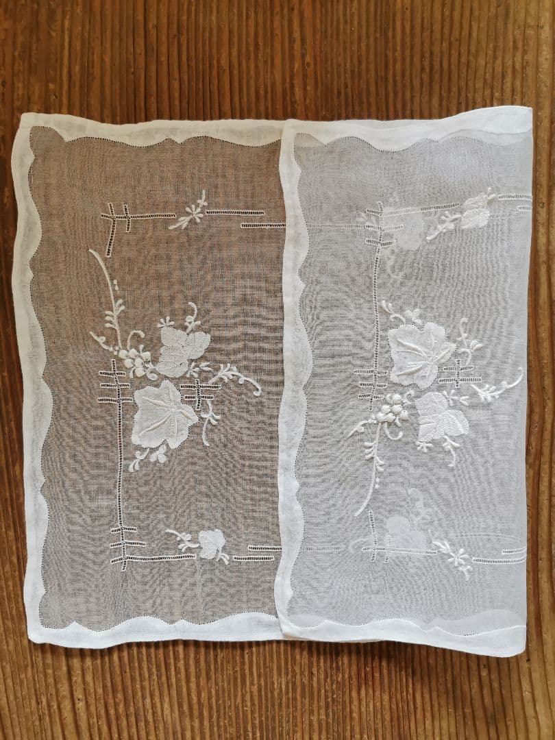 アンティークマーガブ オーガンジーレースクロス葡萄刺繍 ポルトガル マディラ至高