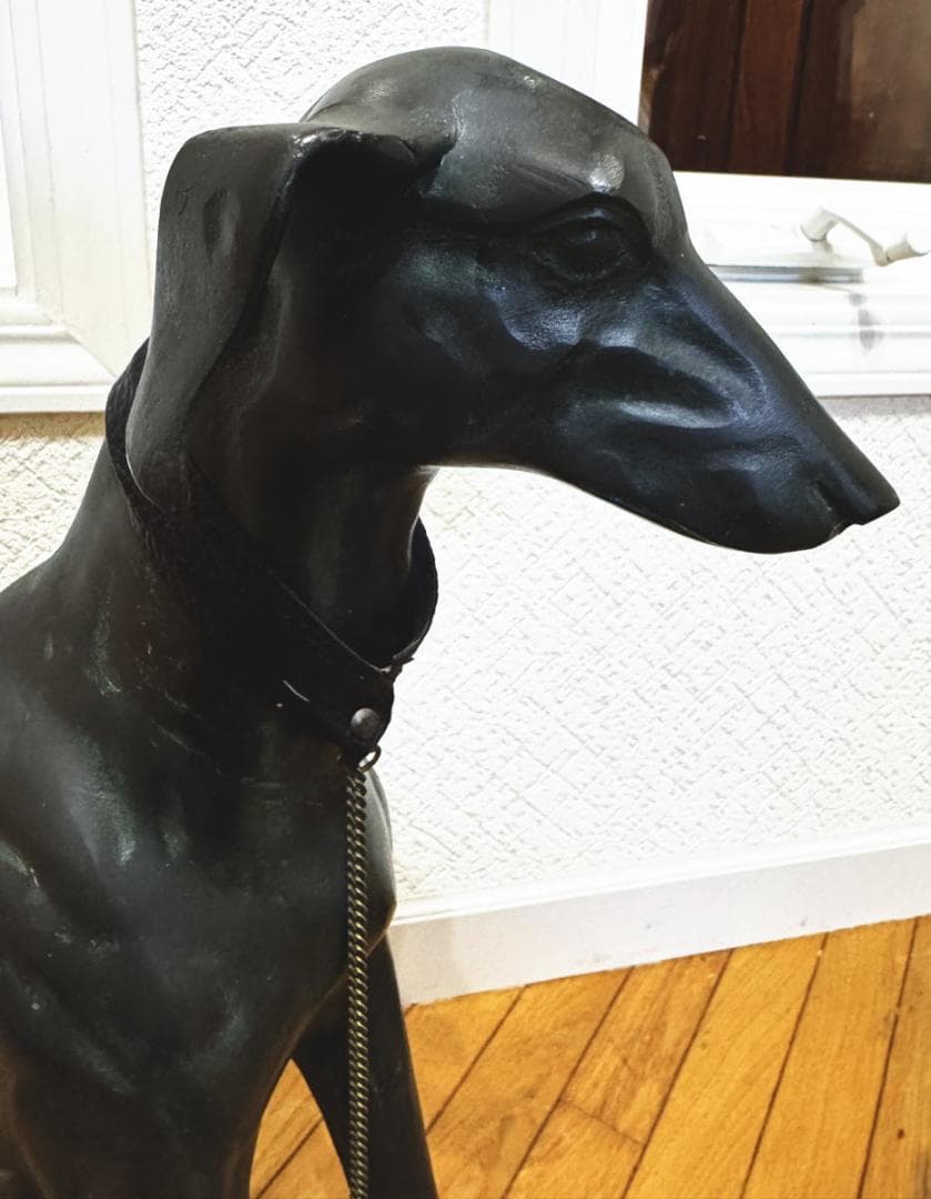 ウィペット犬等身大 緑青 ブロンズ像 彫刻 2体 銅製 時代物 WWST045