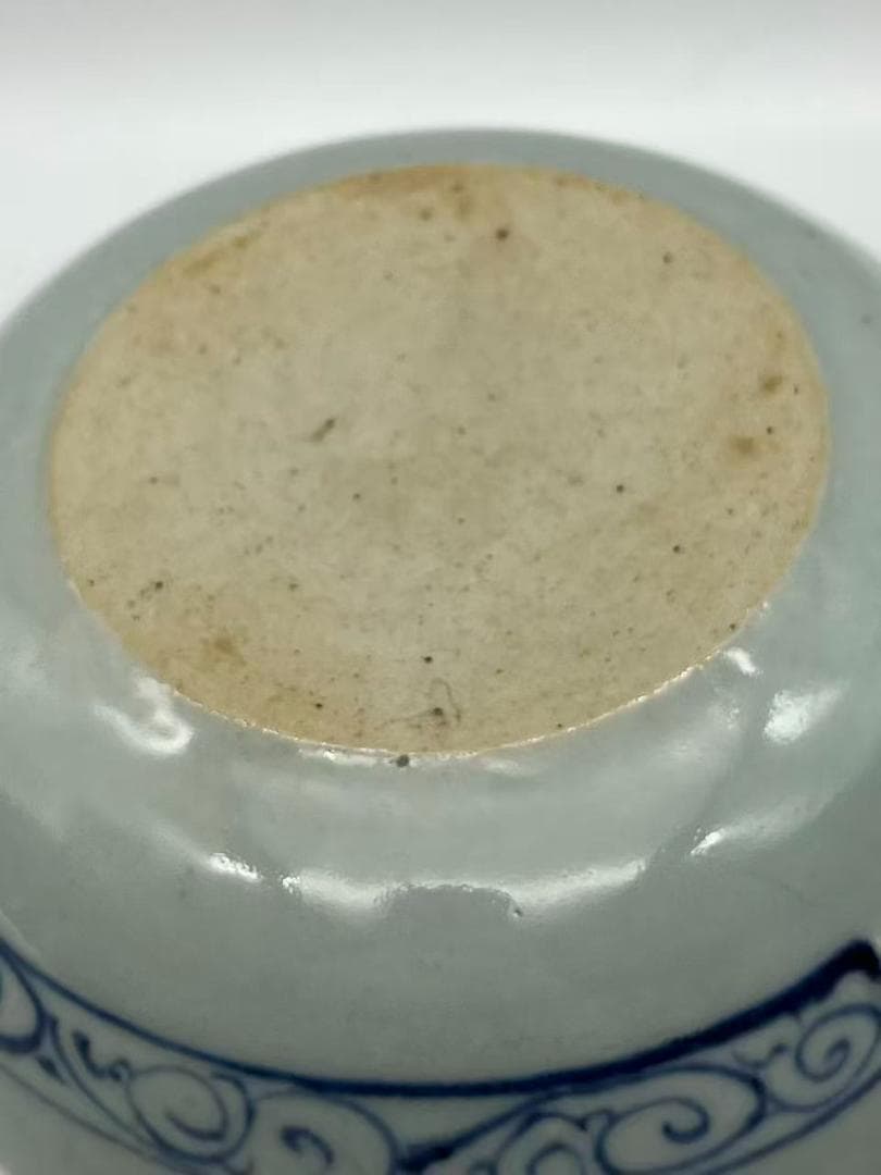 元時代　染付青花蓮池唐草文洗　輪花盤　古染付皿　唐物　古賞物(A-107)