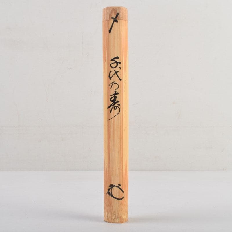 茶道具　海野宗泰作　茶杓　銘千代乃寿　紫野　松長剛山書付　共筒共箱　V　9140