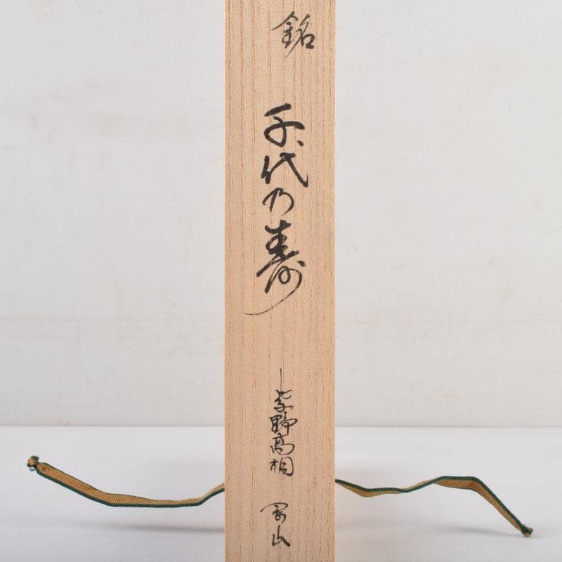 茶道具　海野宗泰作　茶杓　銘千代乃寿　紫野　松長剛山書付　共筒共箱　V　9140