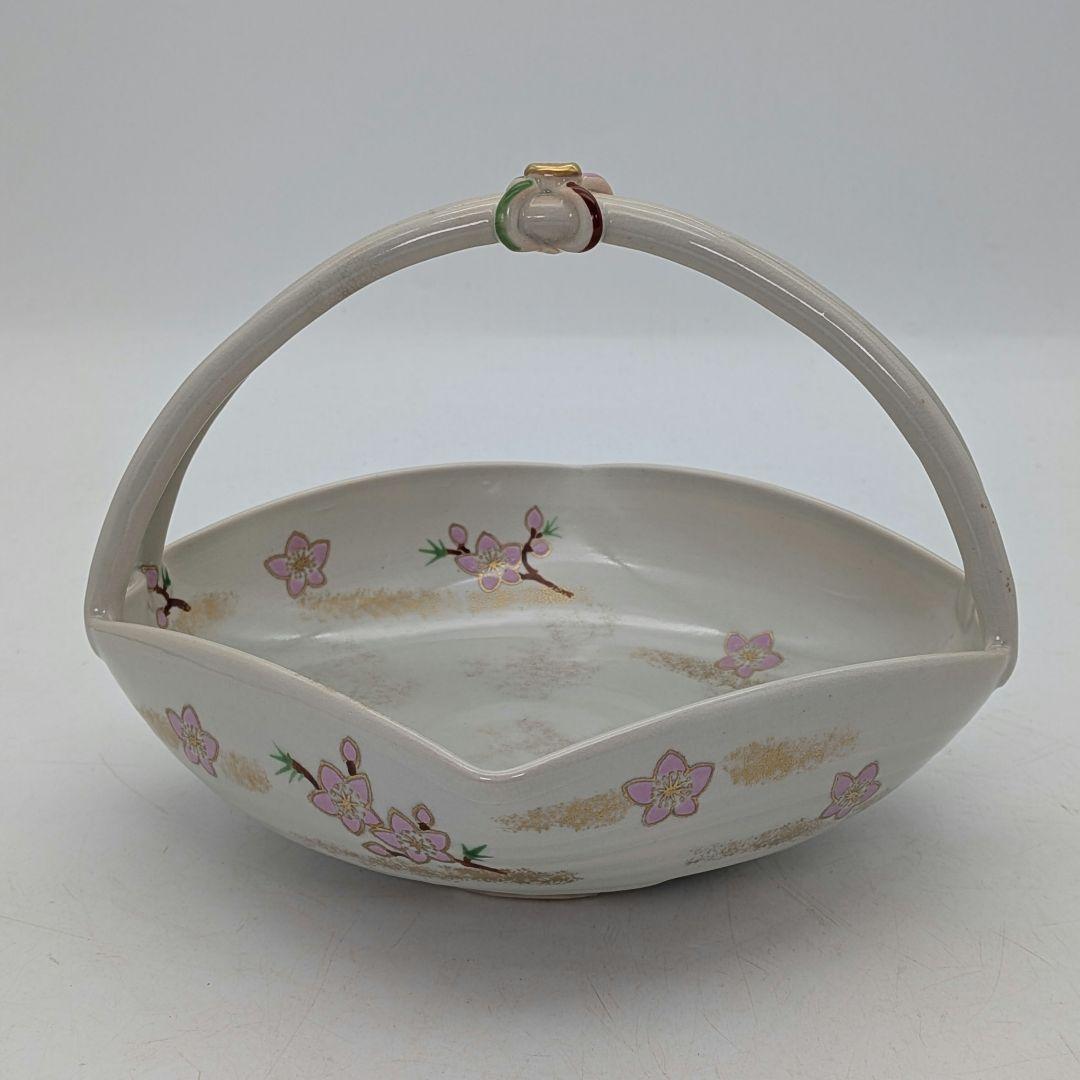 宮本翠浩 京焼 桃の絵手鉢 共箱合布 清水焼 食器 菓子器 菓子鉢 菓子皿 在銘