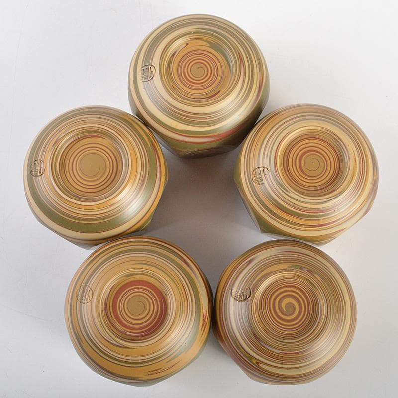 煎茶道具　常滑焼　小西洋平作　練込　茶器揃　共布共箱　D　R7511