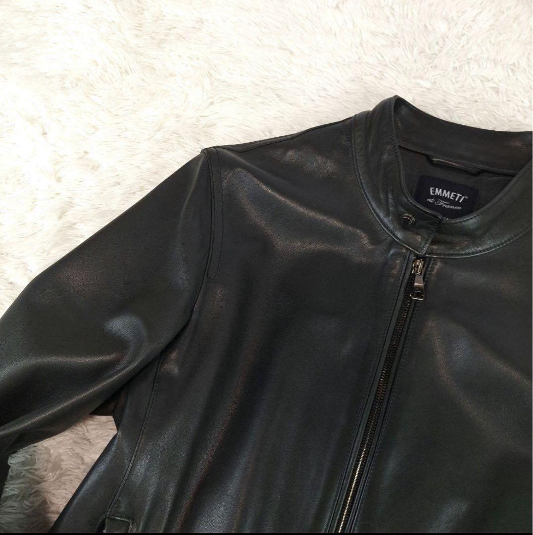 EMMETI　ラムレザー　シングルライダース　JURI　ブラック　46 M