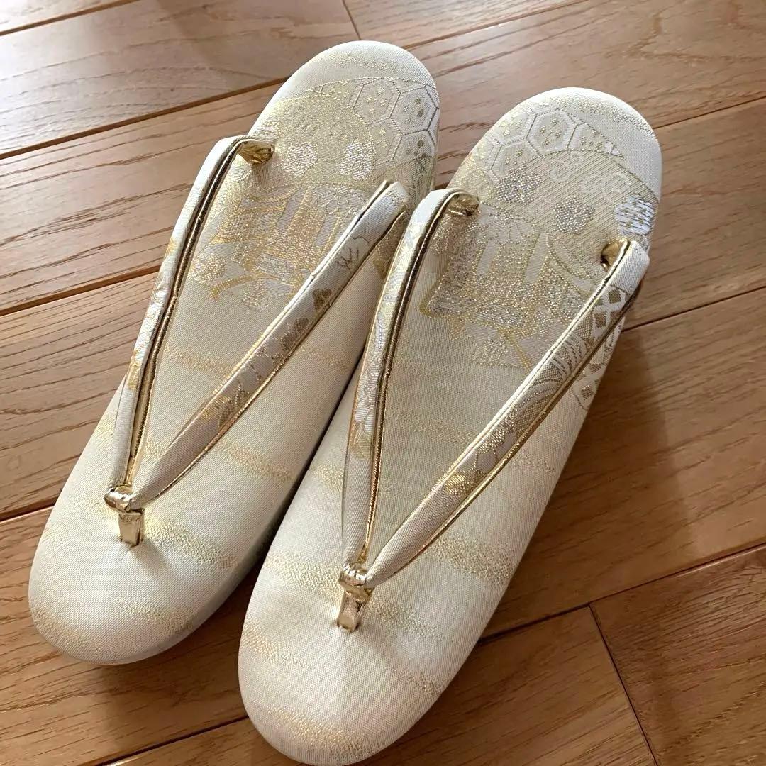 佐賀錦　草履とバッグのセット　和装　アイボリー系