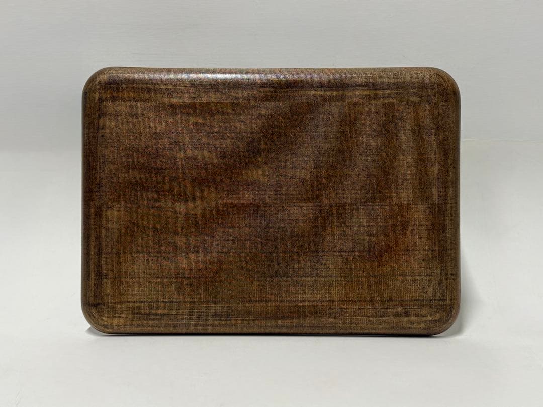 時代 塗師 三木表悦 紗目漆塗 盆 銀縁 共箱 共布 茶盆 茶道具 煎茶道具