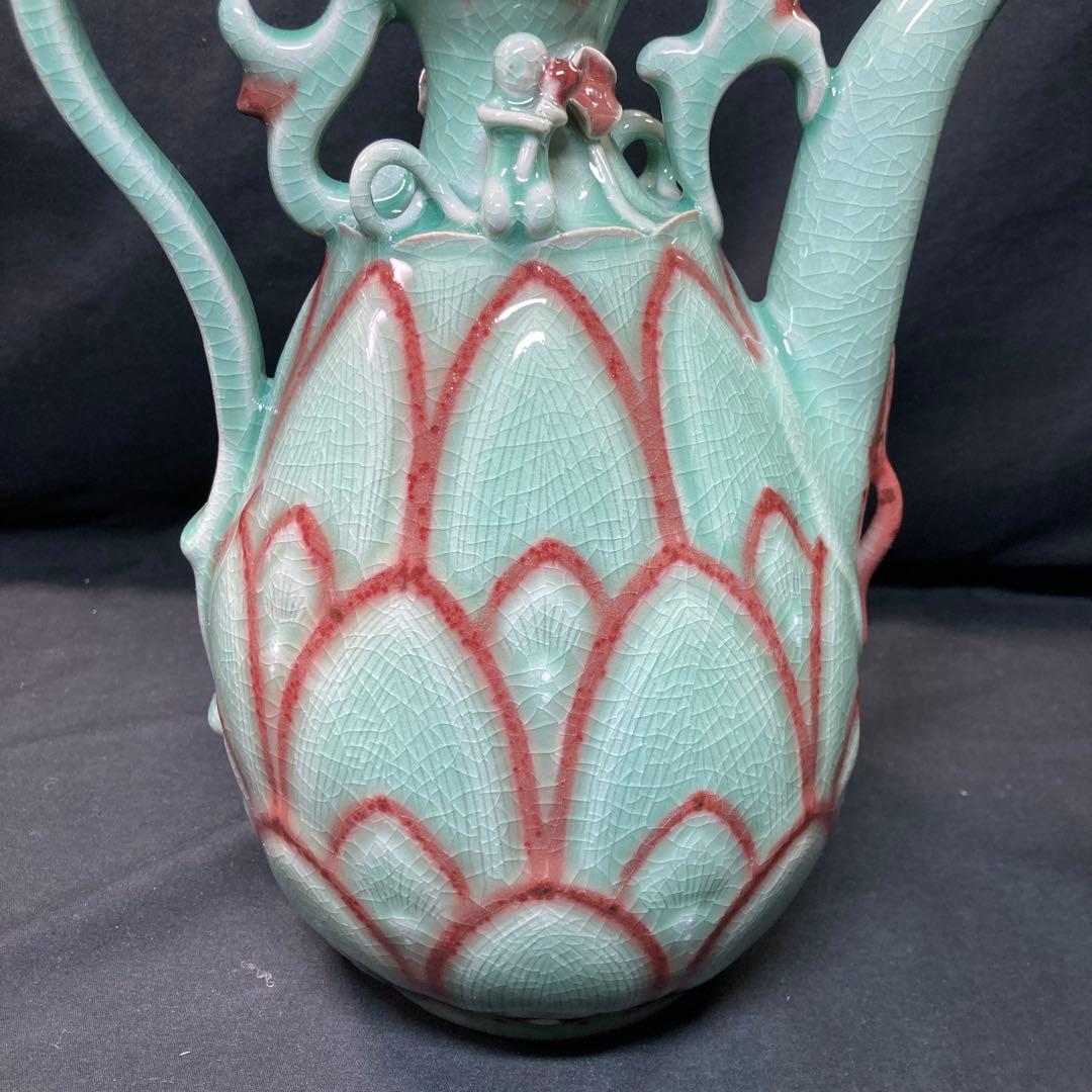 【美品】 青磁 水差し韓国陶窯 東谷 金正黙 高麗青磁