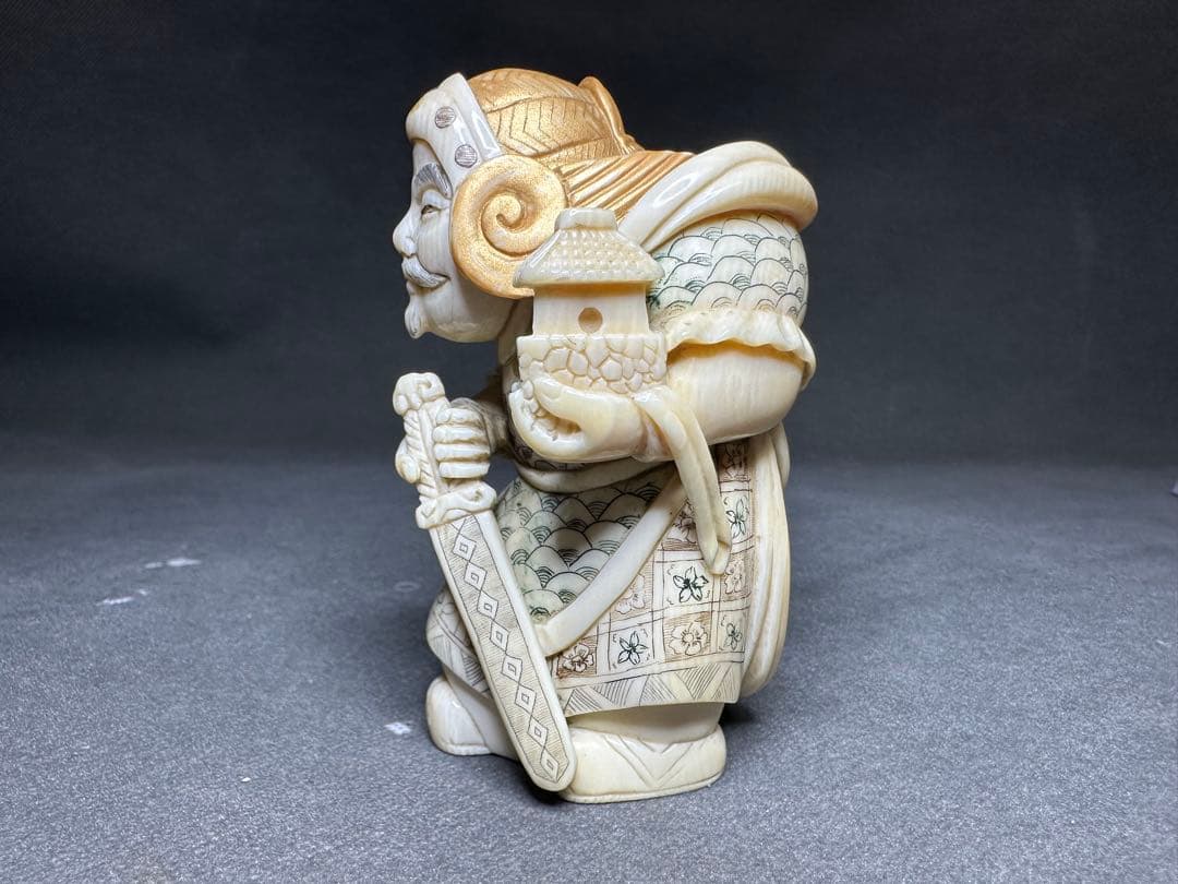 極上　天然素材　七福神　置物　根付　　アンティーク　和彫　骨董　飾り物　古美術品