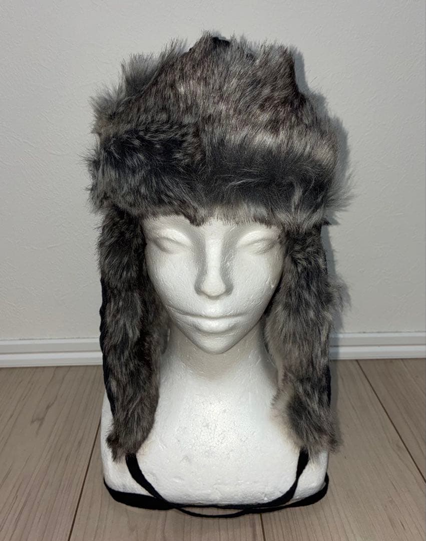 M 新品 KANGOL トラッパーキャップ ロシア帽 ファー ブラック グレー