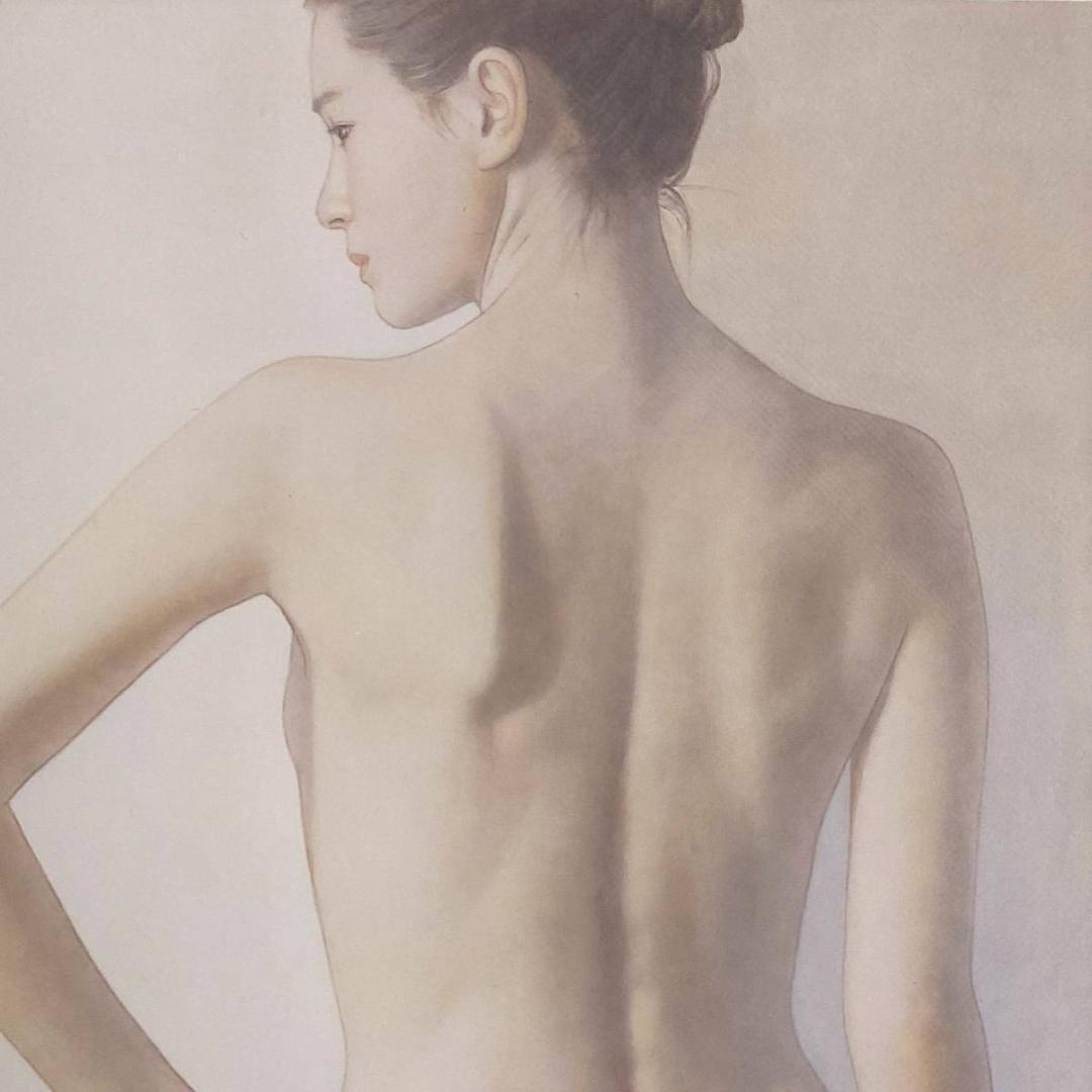 高塚省吾、【月のように風もなく】、希少な額装用画集画、新品高級額 額装付