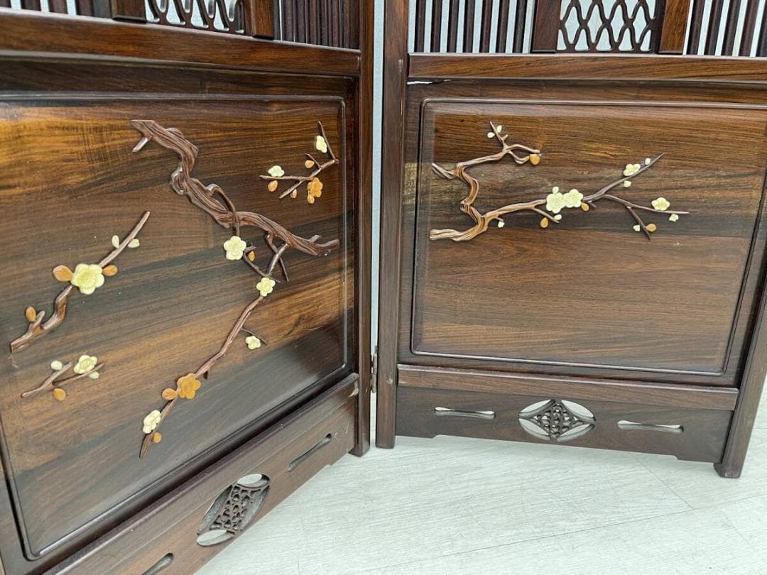 衝立 高さ143cm 折りたたみ式 4枚 和家具 パーテーション 唐木家具