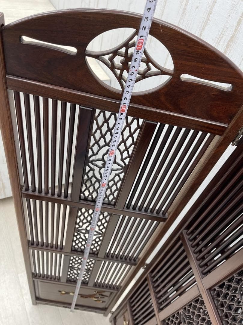 衝立 高さ143cm 折りたたみ式 4枚 和家具 パーテーション 唐木家具