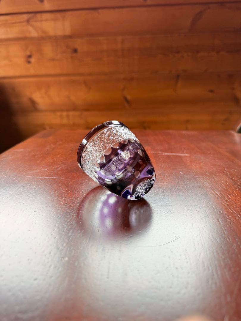 切子　ぐい呑　紫