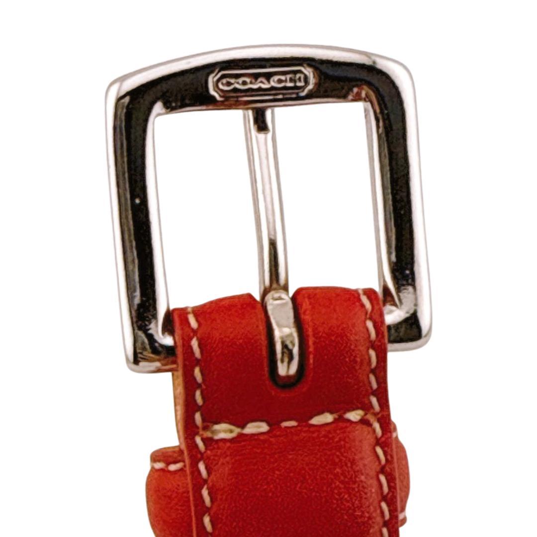 コーチ ドッグカラー レザー ハート型チャーム 犬用首輪 Mサイズ レッド系