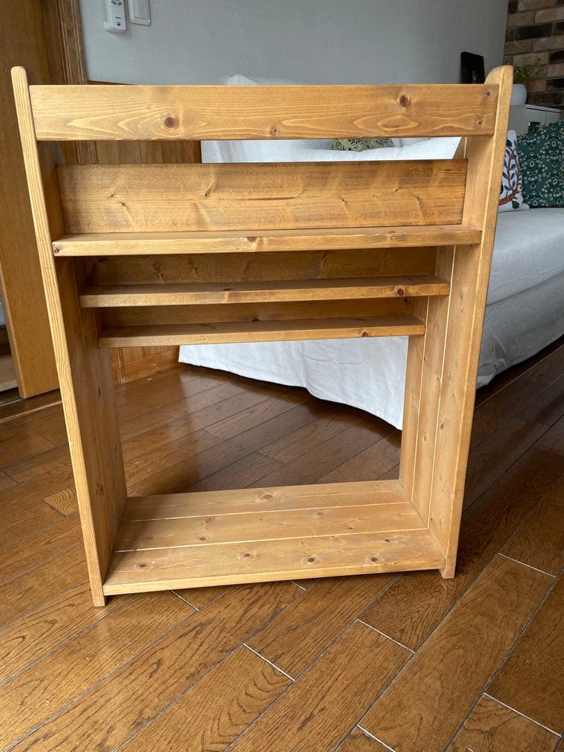 [美品]木製　無垢材　ハンドメイド　マガジンラック