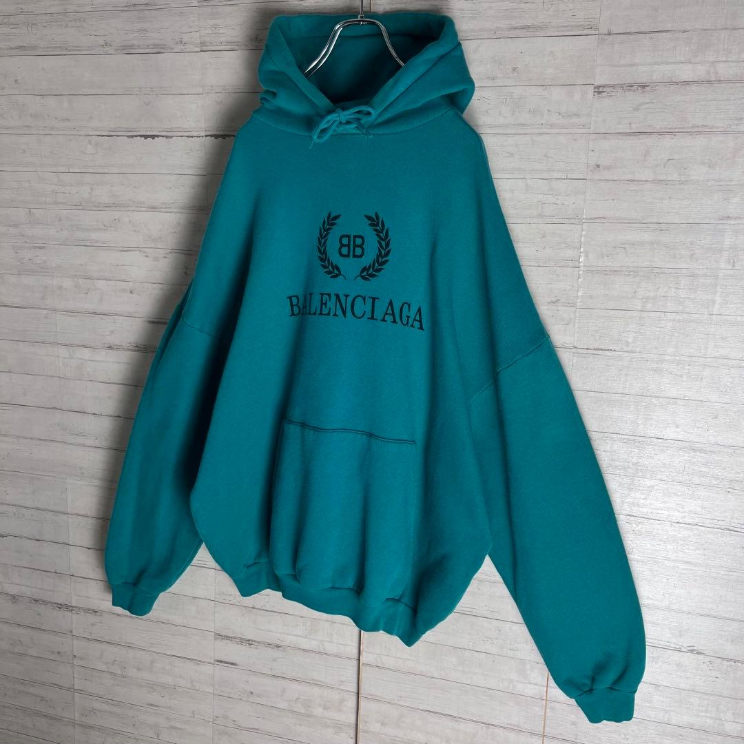 【即完売・希少カラー】 バレンシアガ センターロゴ 入手困難 bbロゴ パーカー