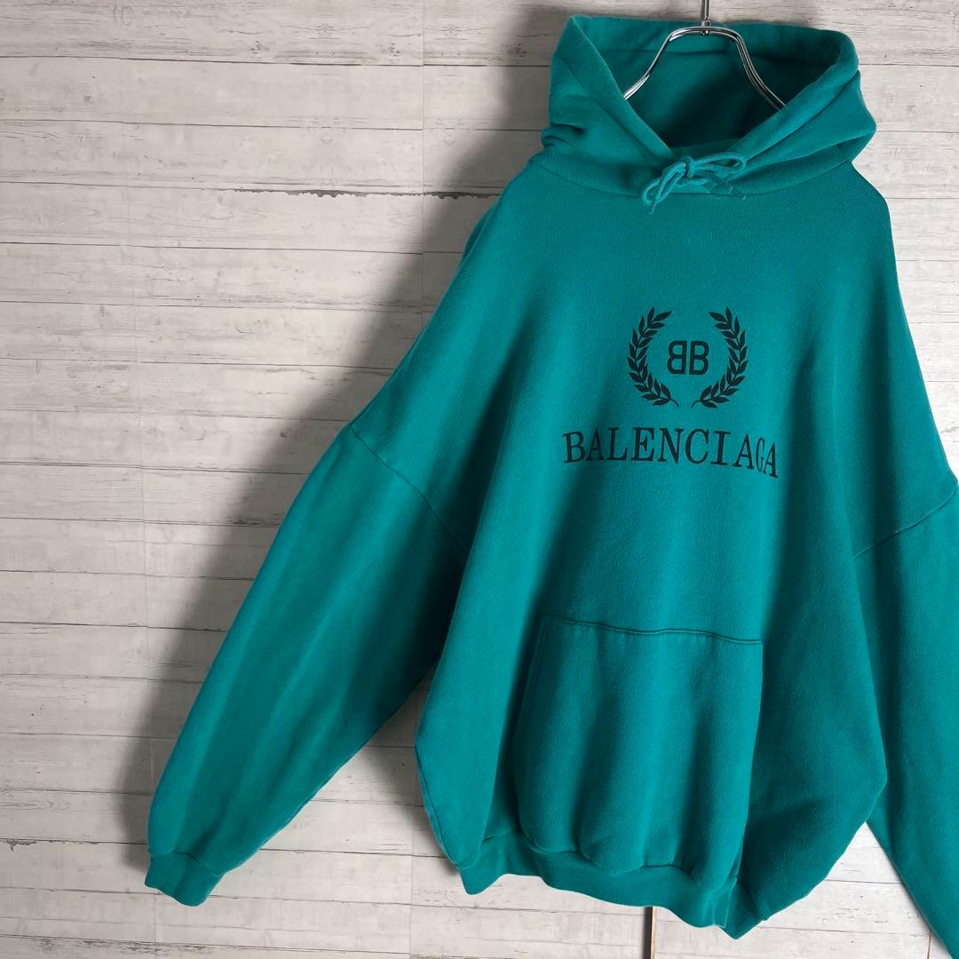 【即完売・希少カラー】 バレンシアガ センターロゴ 入手困難 bbロゴ パーカー