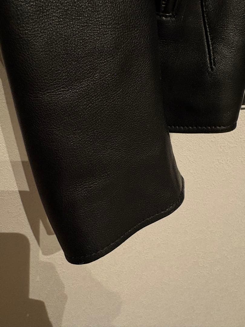 【サイズ３・STUDIOUSブラック レザー シングルライダースジャケット】