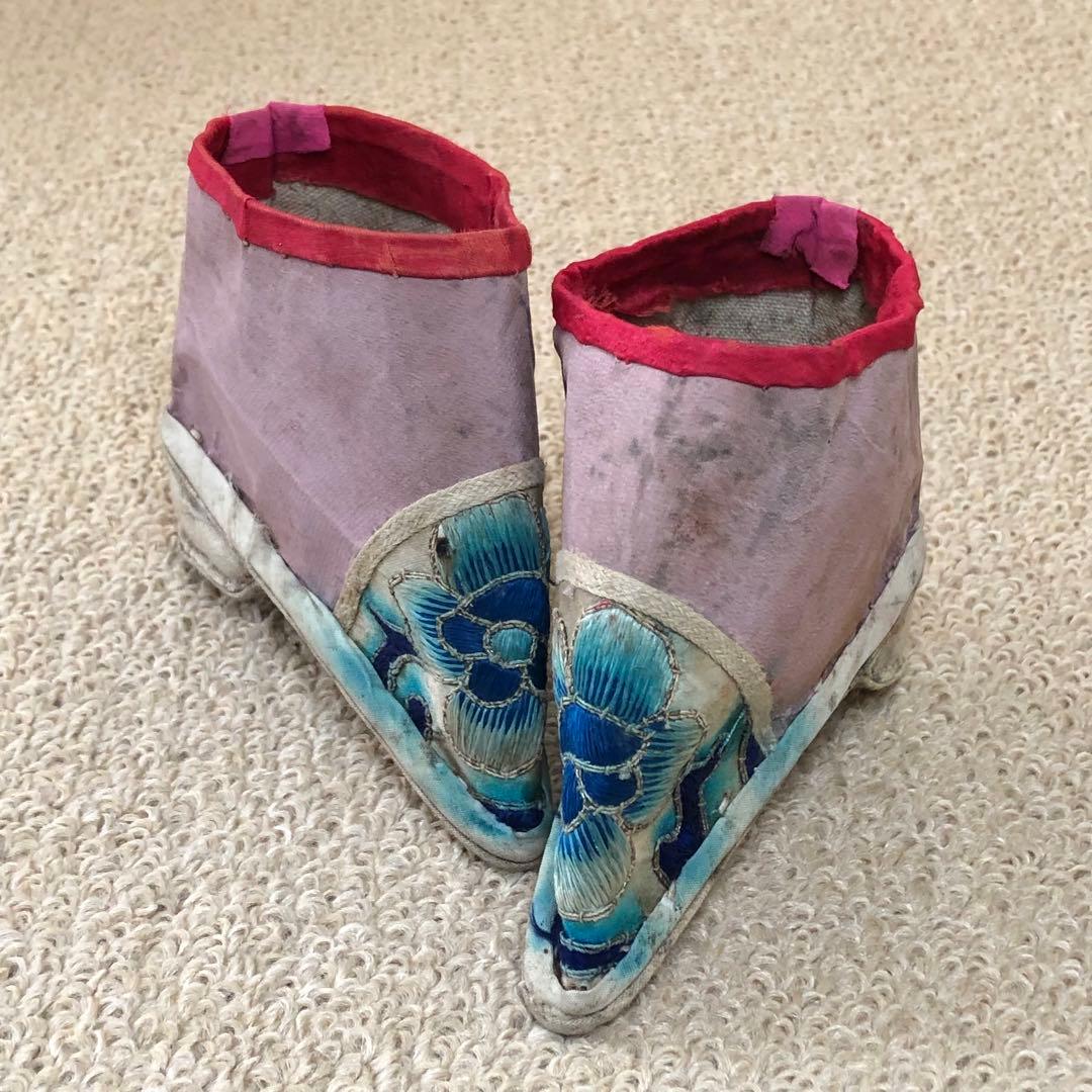 激レア　中国　清代のアンティーク　時代物　三寸金蓮 女性の靴　飾り稀少　極上レア