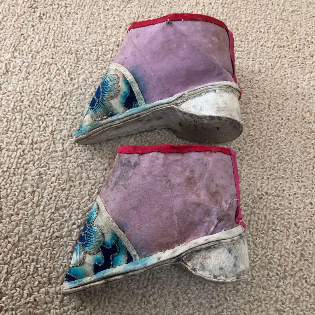 激レア　中国　清代のアンティーク　時代物　三寸金蓮 女性の靴　飾り稀少　極上レア