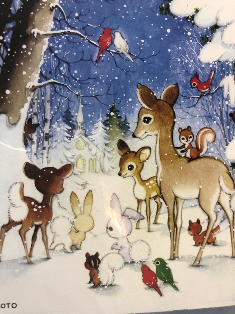 【希少】高橋真琴　直筆サイン入り　イラスト　動物　鹿　うさぎ　リス　スタンド