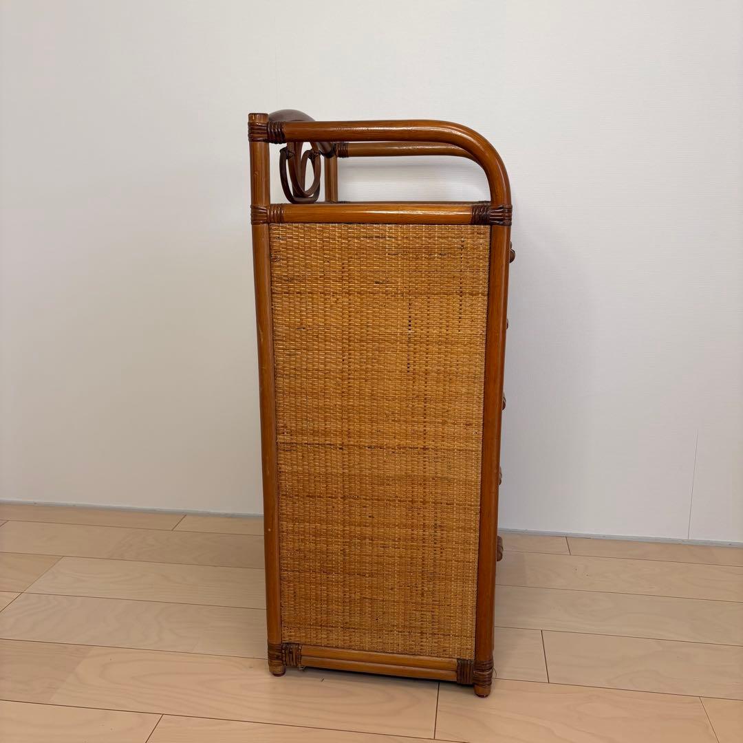 ラタン 籐 5段チェスト ヴィンテージ　① 送料込み