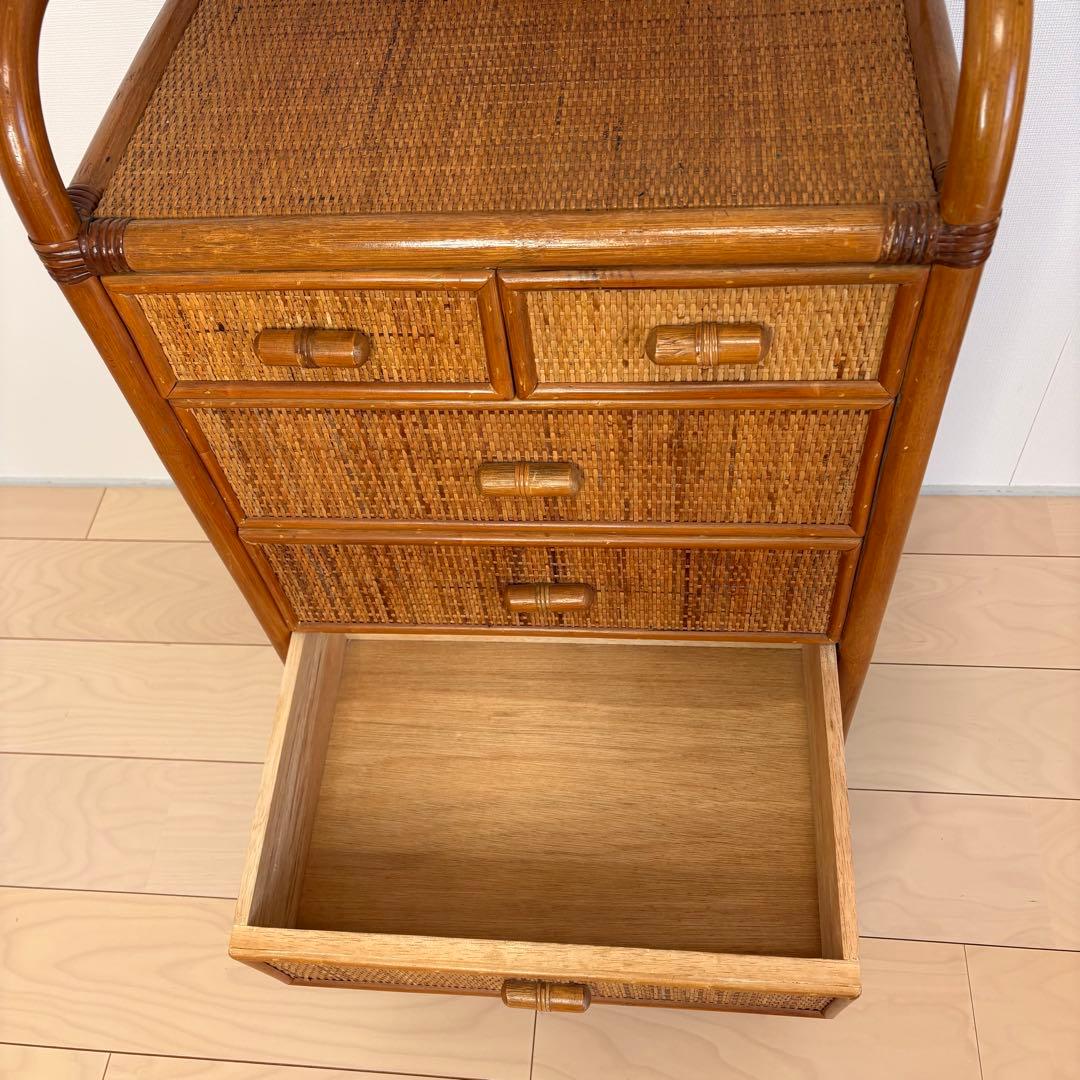 ラタン 籐 5段チェスト ヴィンテージ　① 送料込み