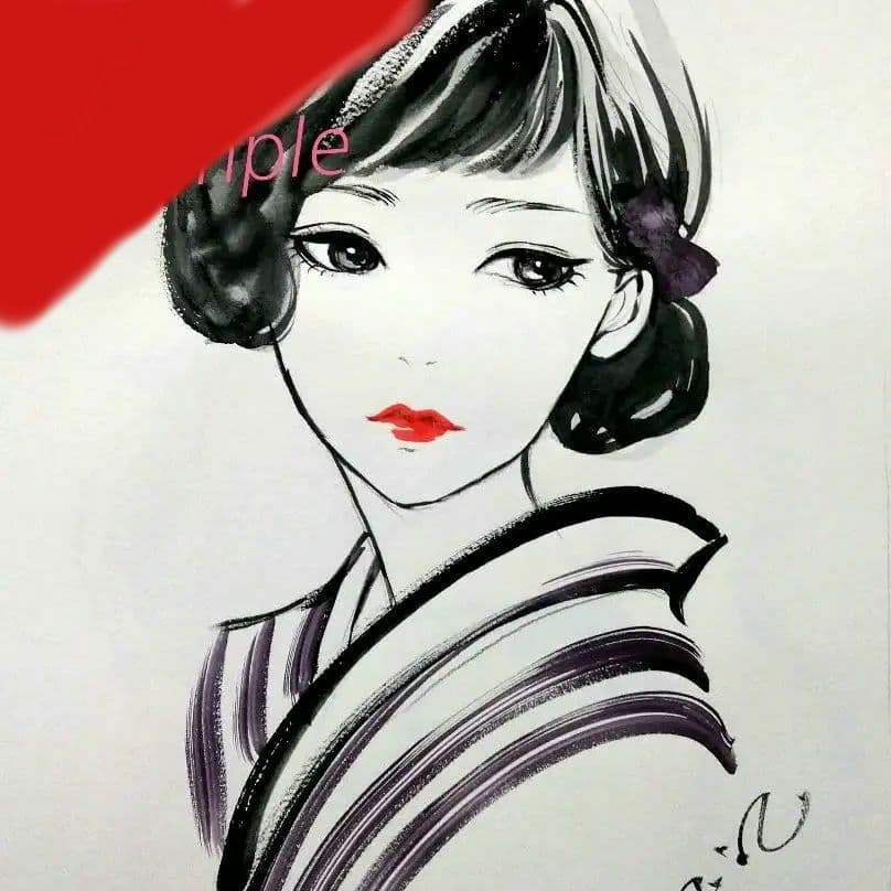 絵画　原画　ドローイング　水彩画　大正ロマン　モダン　和装