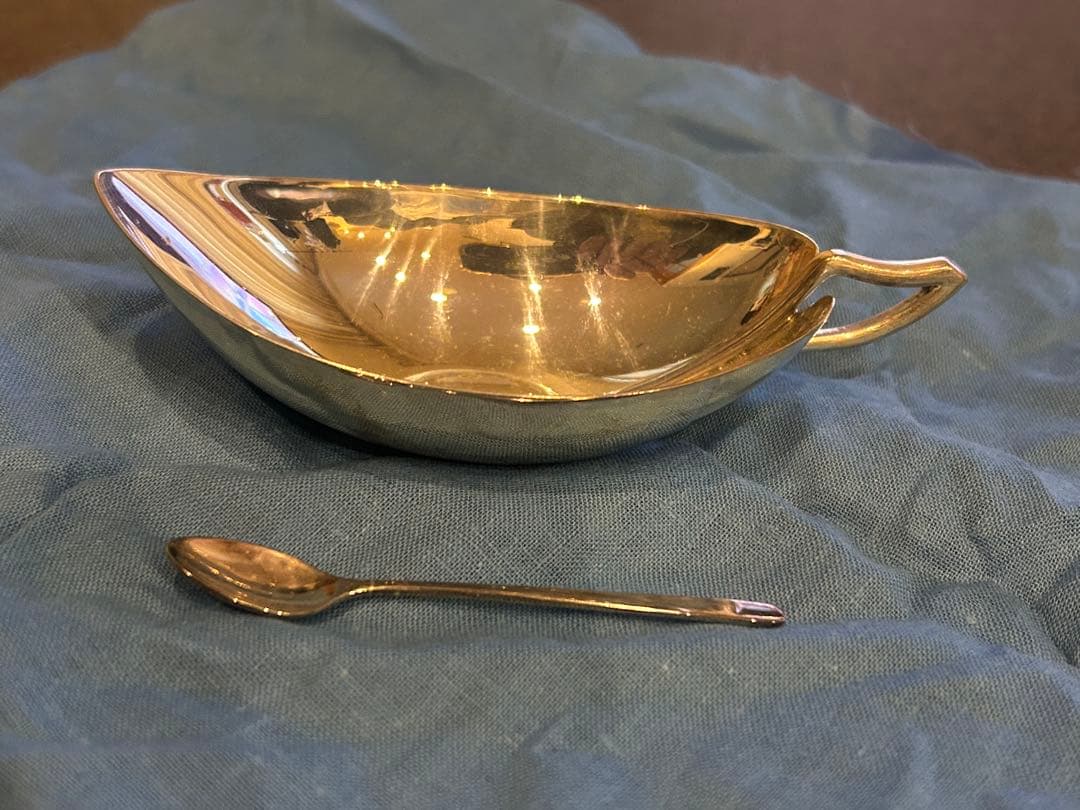 尚美堂　銀食器　若葉　さじ付　未使用品