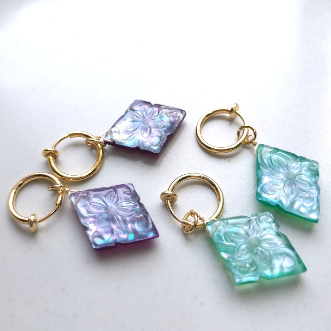 【みっちゃん様】フラワーカービング ピアス