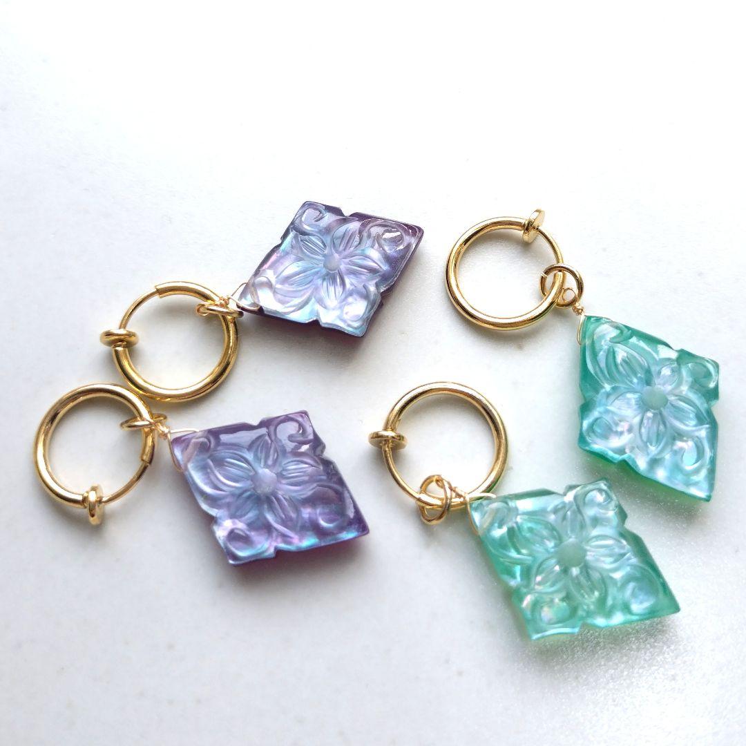 【みっちゃん様】フラワーカービング ピアス