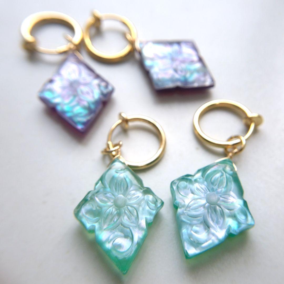 【みっちゃん様】フラワーカービング ピアス