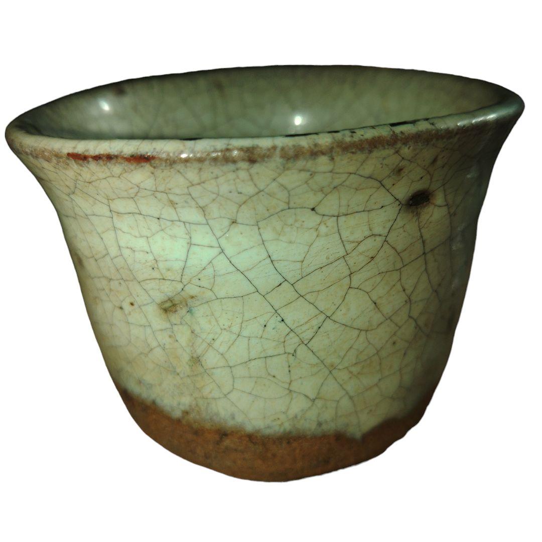 古唐津焼　桃山時代　岸嶽系　斑唐津ぐい呑み　木箱付き