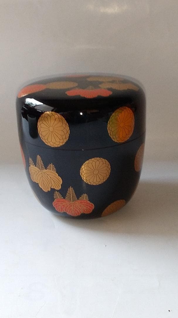 『 彭祖棗 』 前端春斉 作 蒔絵 内銀溜 漆器 漆芸 抹茶 茶道具 共箱 新品