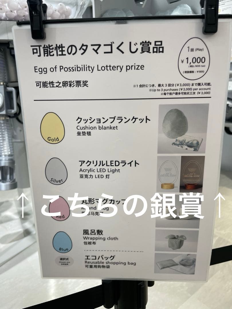 電力館　アクリルLEDライト　タマゴ　くじ　銀賞