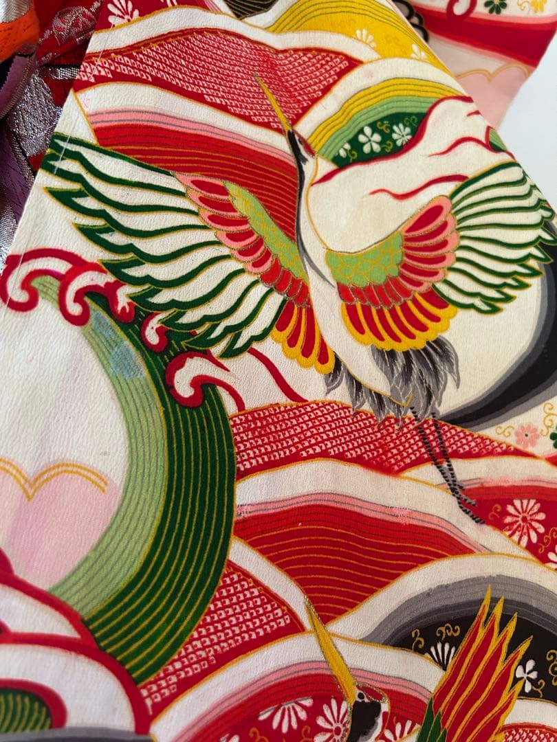 7歳　七五三　アンティーク正絹着物、正絹帯、帯揚げ、帯締め　しごきセット