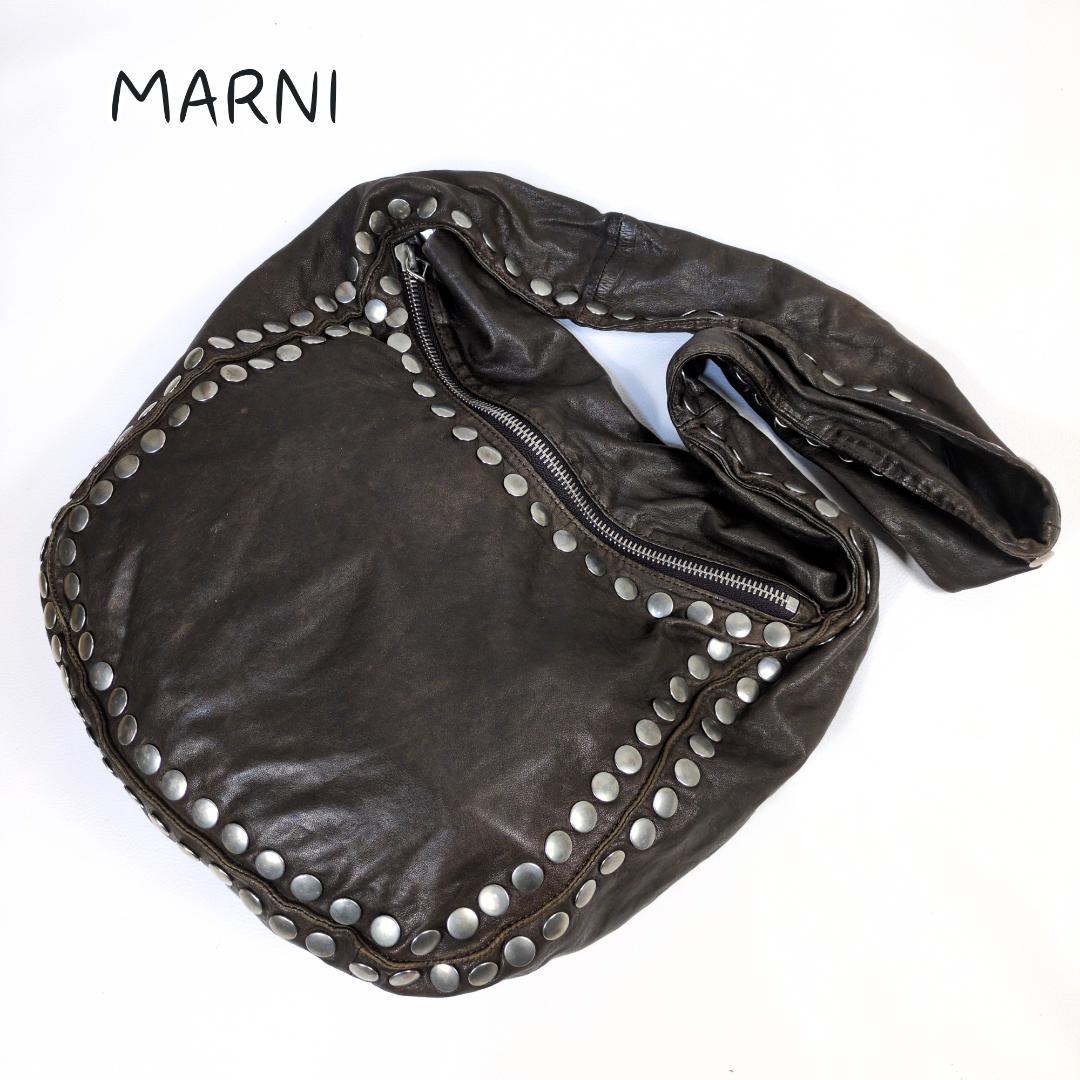 MARNI studs leather bag brown ショルダー スタッズ