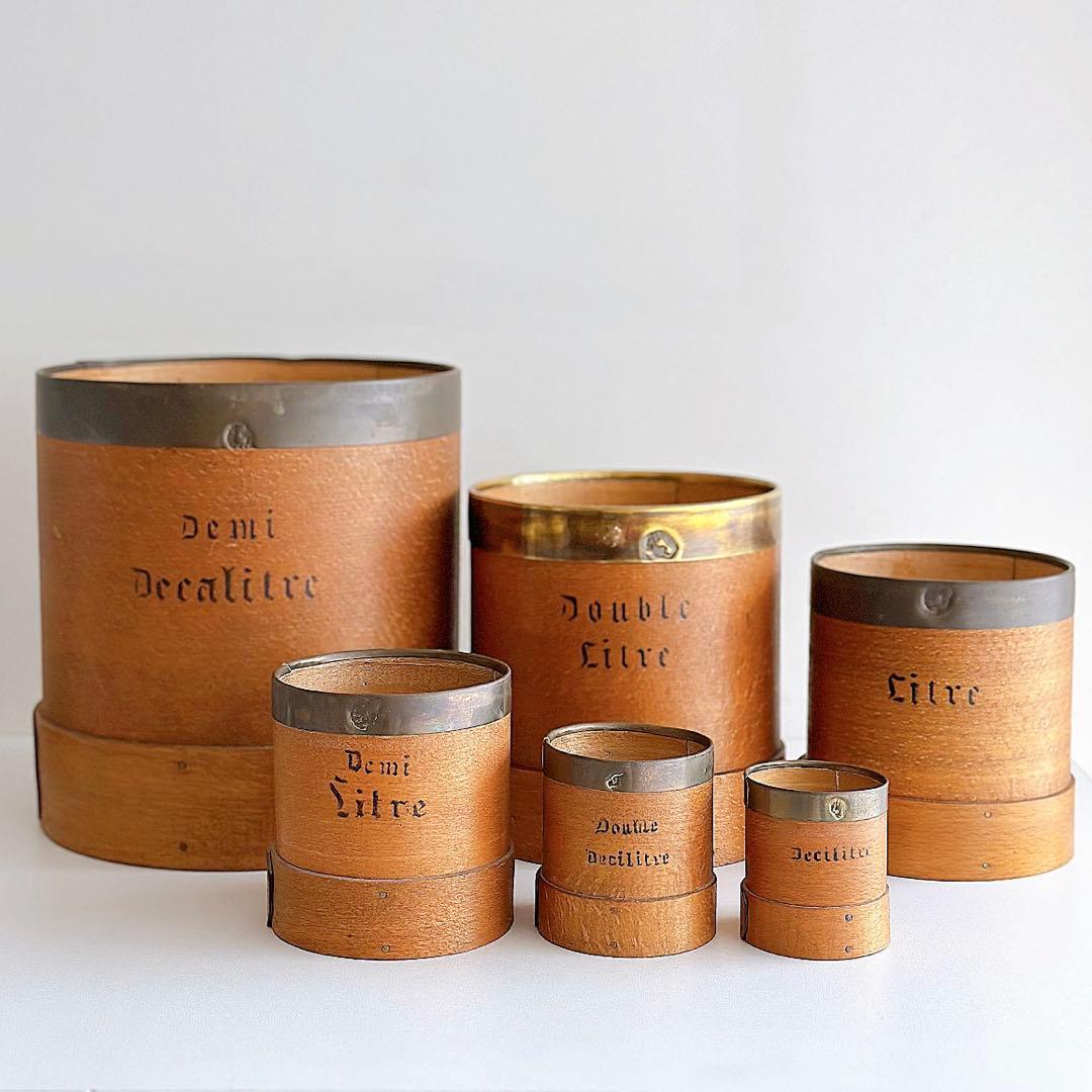 アンティーク 木製 メジャーポット 6つセット 完品