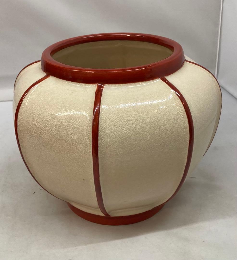 B380b 「ぼんぼり 水指」西尾瑞豊造　共箱　萬古焼　木製朱漆塗蓋付　祭夜桜