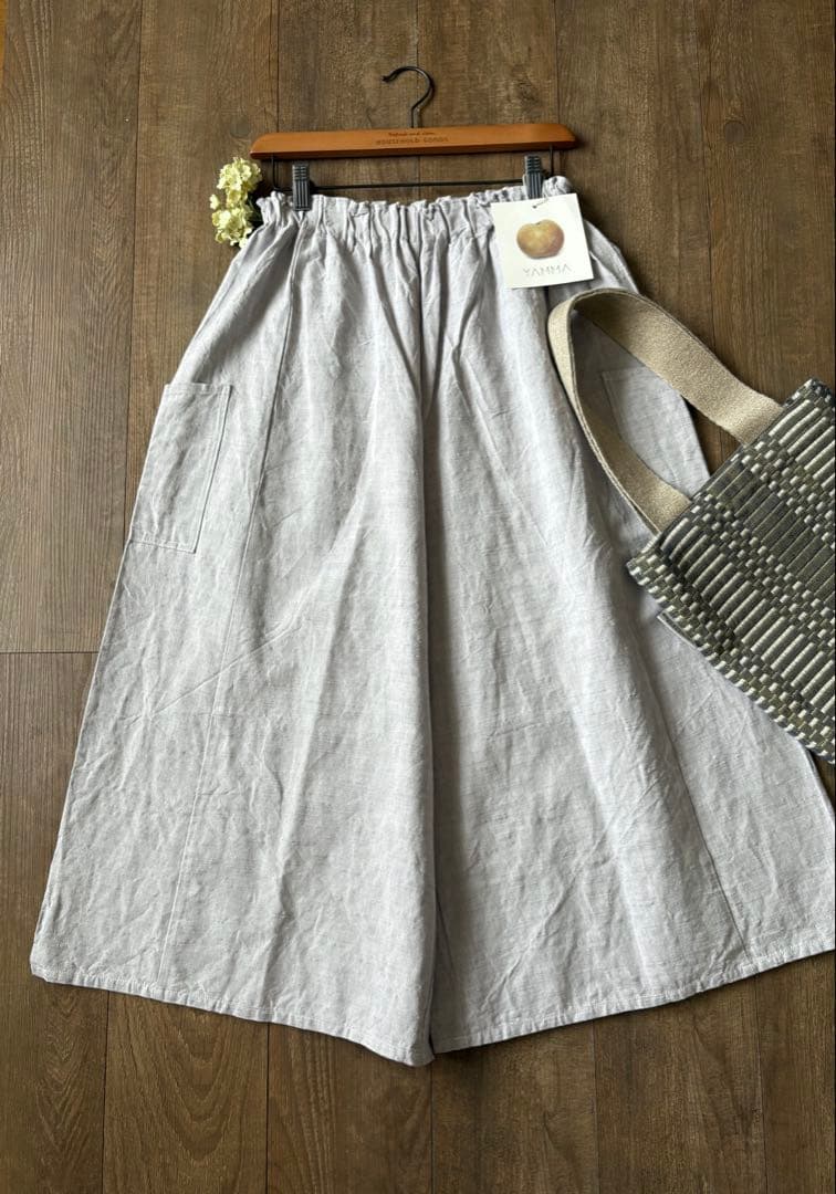 ꕤ極美品ꕤYAMMA ヤンマ産業　会津木綿キュロット③ロングロング丈 白灰