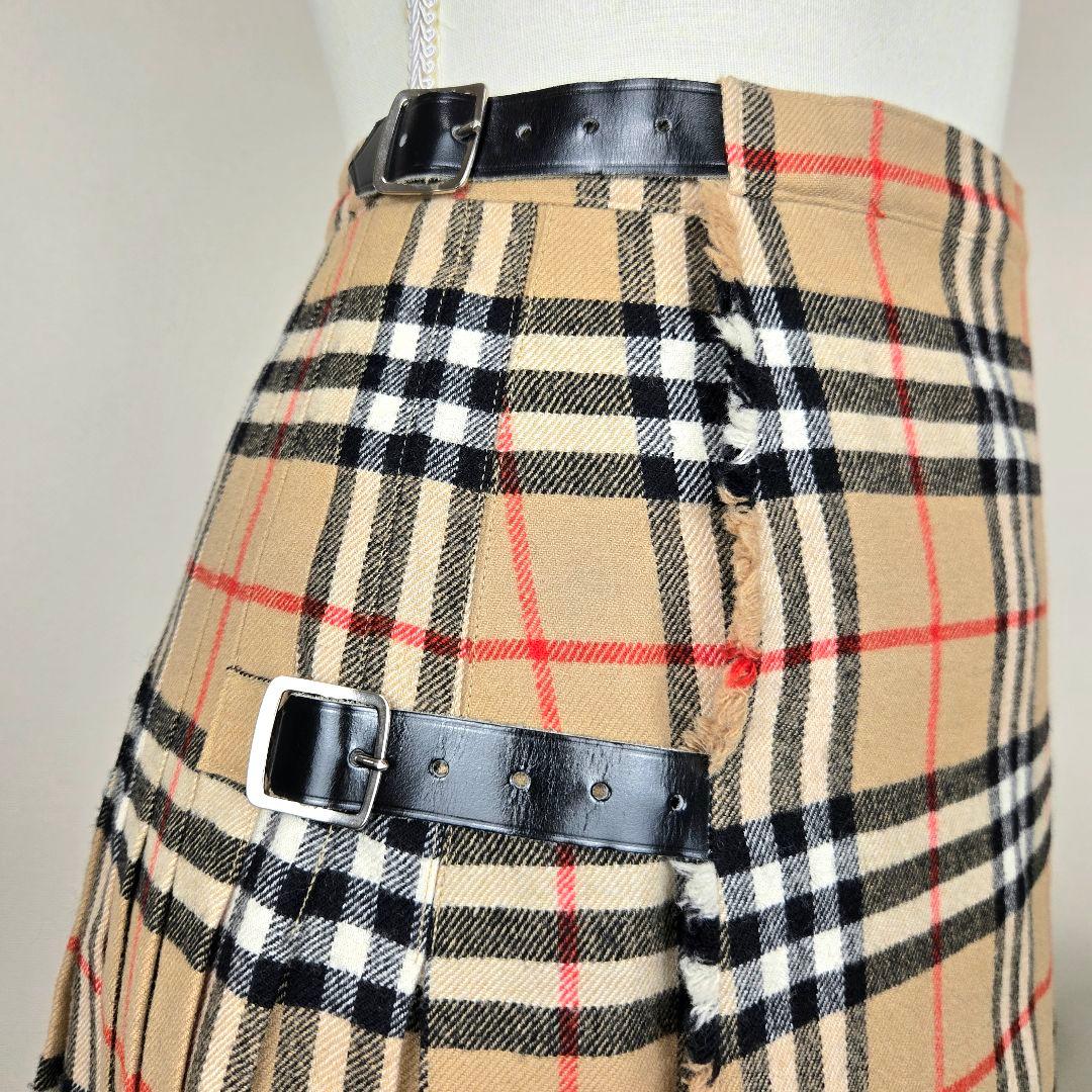 BURBERRY バーバリー プリーツ フレアスカート ノバチェック ベルト