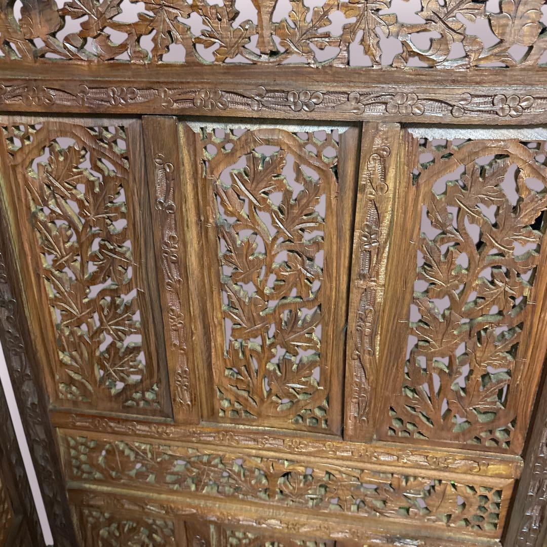 【希少】シーシャムウッド パーテーション 衝立 4連 アンティーク アジアン