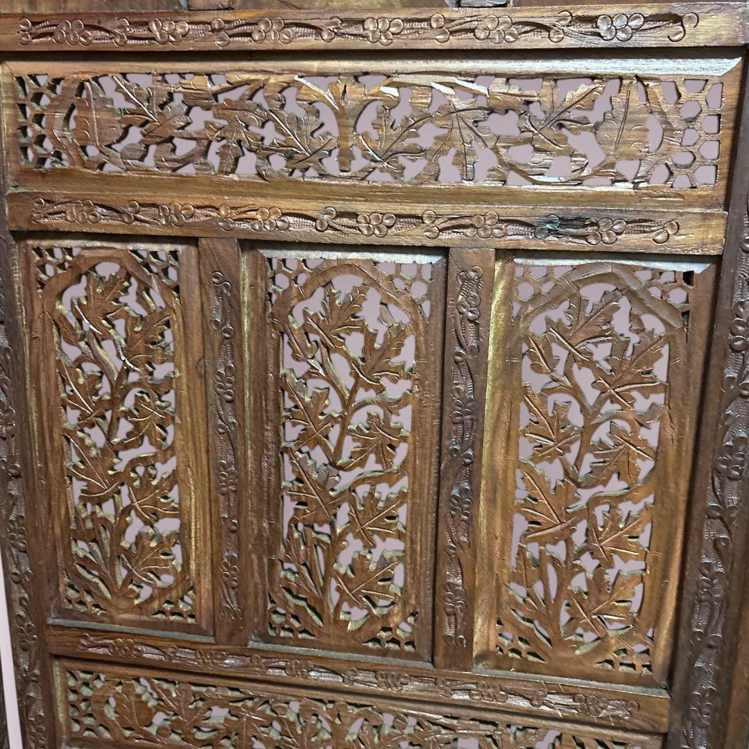 【希少】シーシャムウッド パーテーション 衝立 4連 アンティーク アジアン