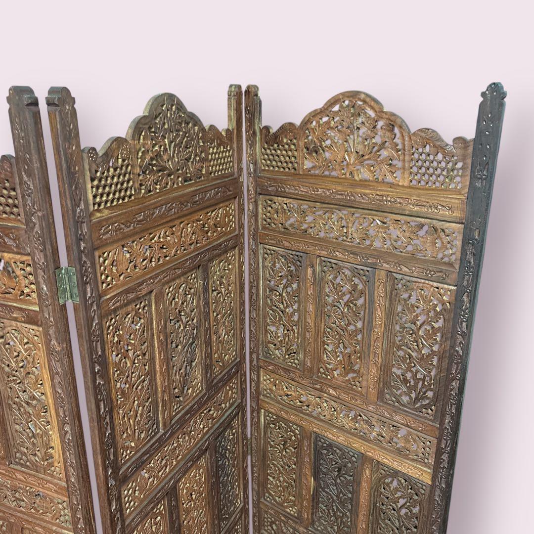 【希少】シーシャムウッド パーテーション 衝立 4連 アンティーク アジアン