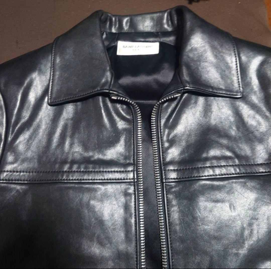 サンローランパリ　カフェレーサーレザーライダースジャケット42