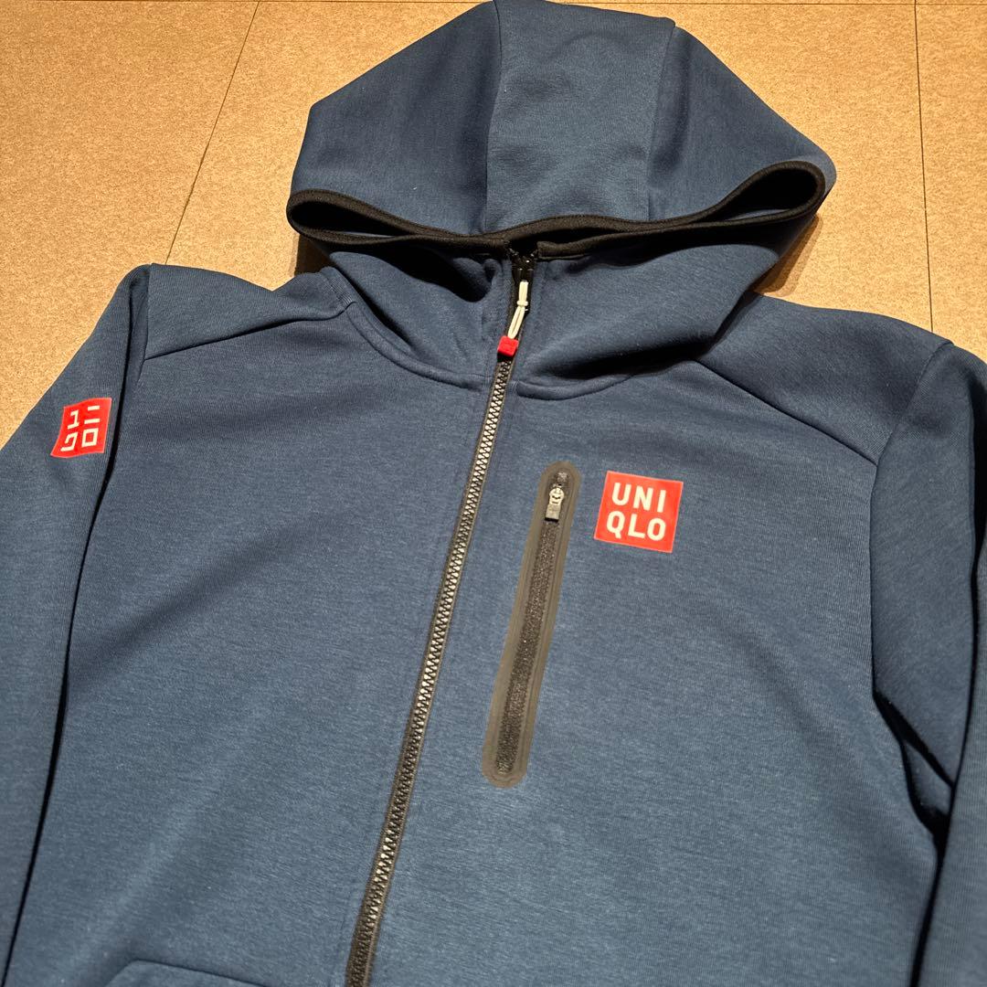 Uniqlo パーカー　ジップアップ　錦織圭モデル　紺　ネイビー　テニス　L