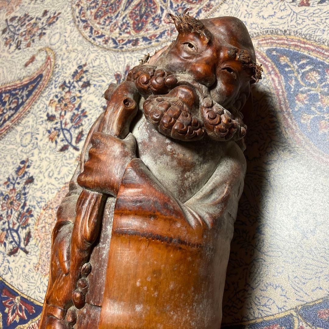 達磨　竹彫刻（H3）【kurokunn】