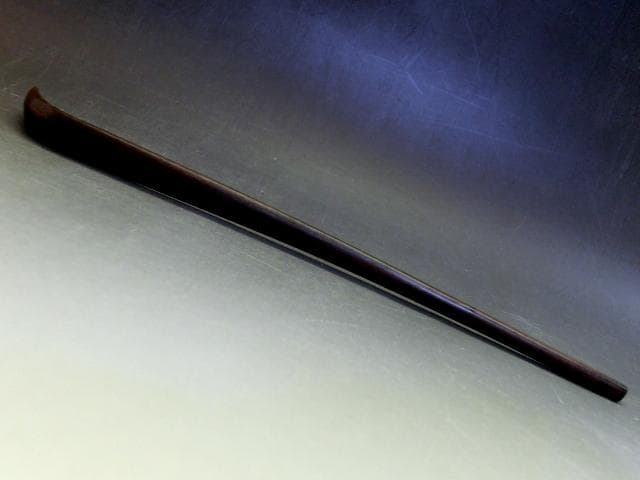 茶杓■黒檀茶しゃく 直腰 丸撓め 唐木 お茶道具 古美術 時代物 骨董品■