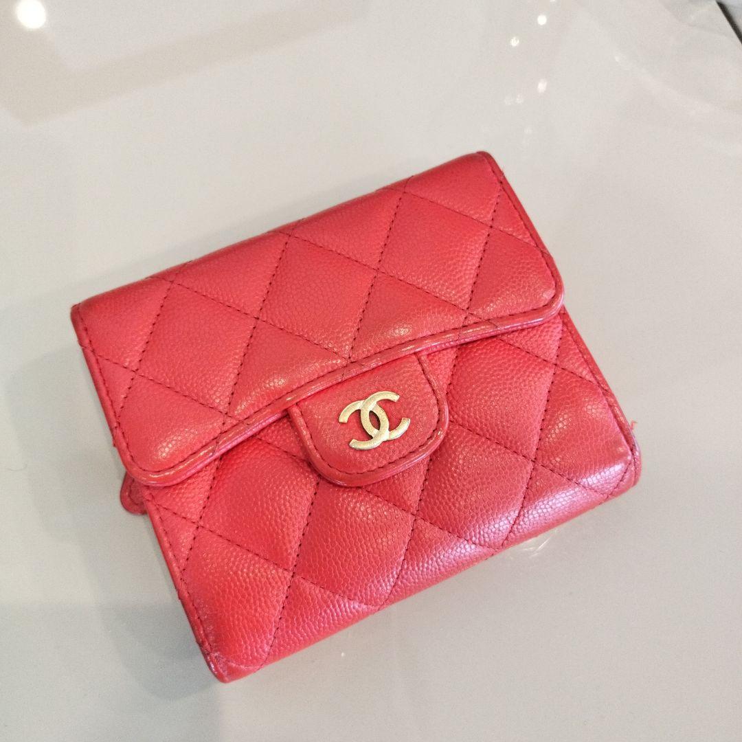 CHANEL キャビアスキン 三つ折り財布 タイムレス